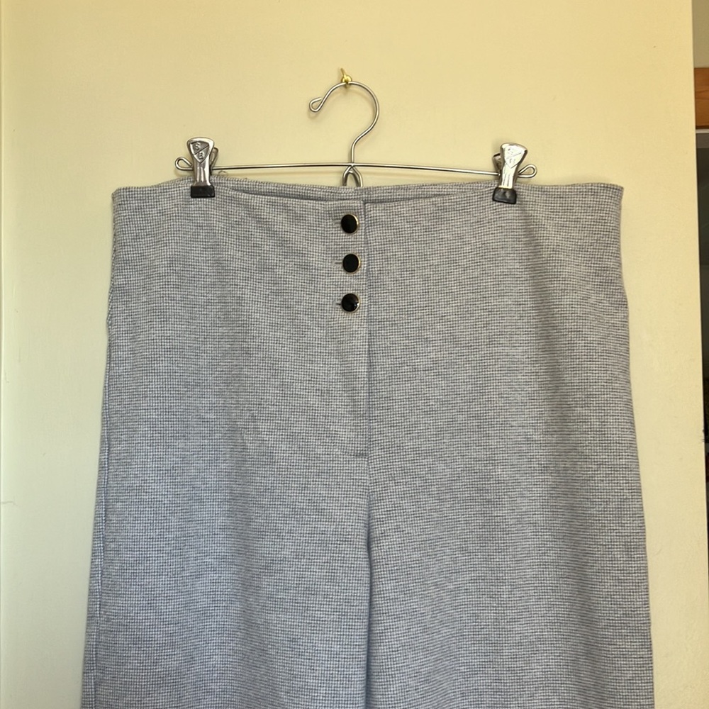 Ann Taylor High Waist Trouser Pants Gray Herringbone Sz 14